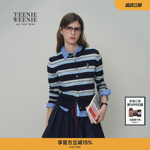 26年春新款 Teenie Weenie小熊女装 毛针织衫 青春活力条纹圆领开衫
