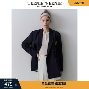 TeenieWeenie小熊奥莱女装秋季休闲学院风中长款轻商务西装外套女