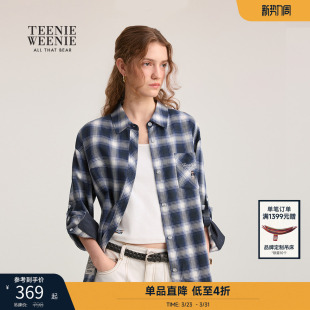 上衣 女长袖 TeenieWeenie小熊衬衫 春休闲宽松格纹刺绣潮流时尚