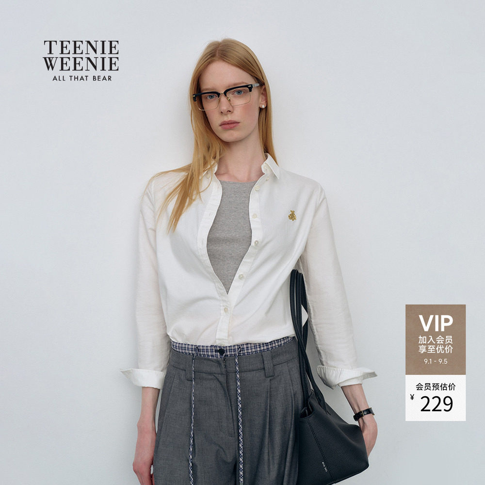 Teenie Weenie小熊女装衬衫26新款轻薄舒适低调牛津纺衬衣上衣