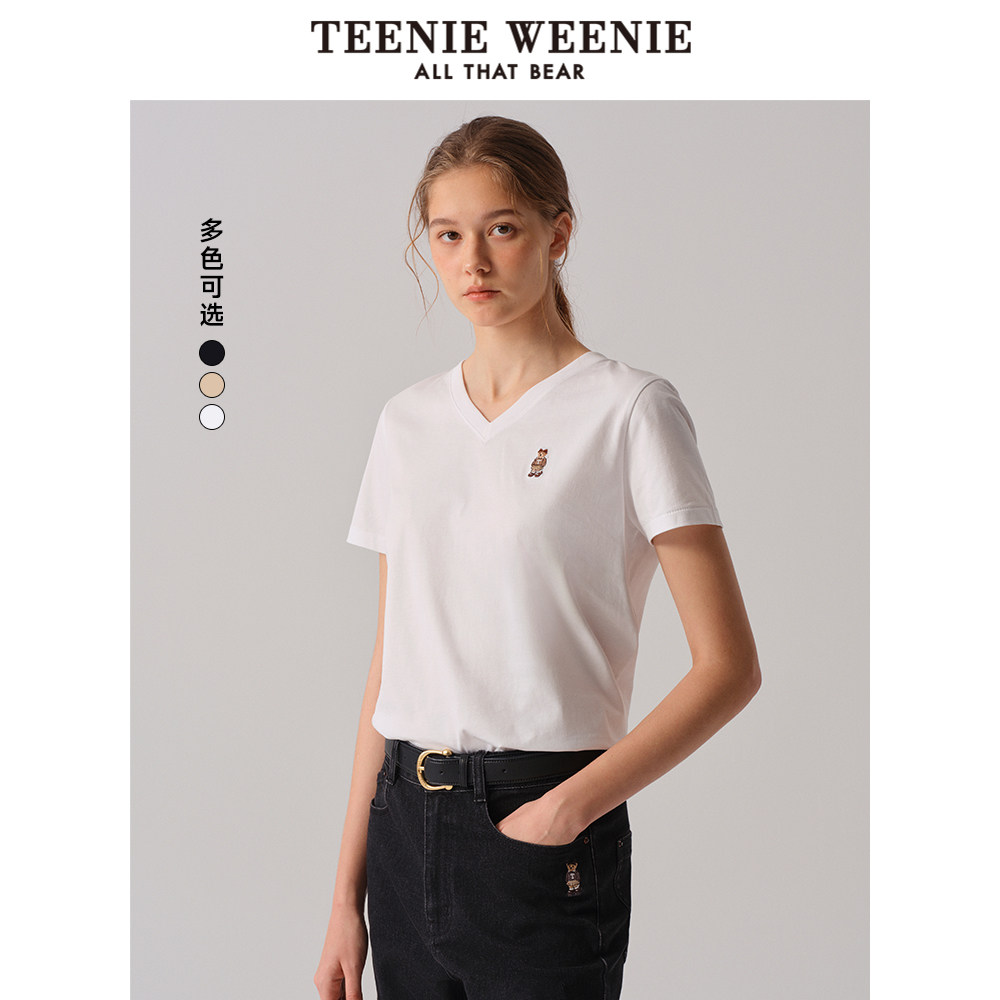 TeenieWeenie小熊奥莱女装短袖T恤2025春夏基础V领