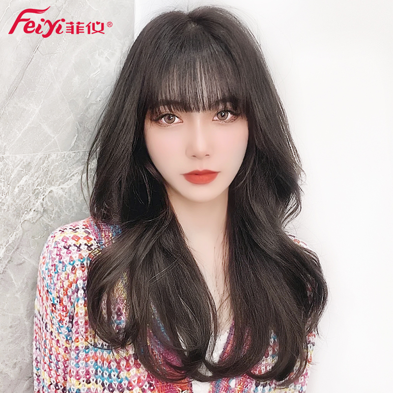 假发女长发自然全头套式中长卷发日常气质网红造型仿真人发假发套