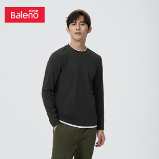 外穿内搭休闲个性 班尼路秋季 假两件T恤男长袖 百搭T恤长袖 潮流 新款