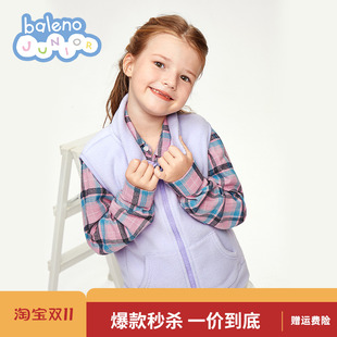 男女童时尚 童装 休闲简约百搭上衣布绒背心保暖外套 新款 班尼路春装