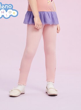 班尼路童装2023春季新款女童花边物理防蚊打底裤儿童春装休闲长裤