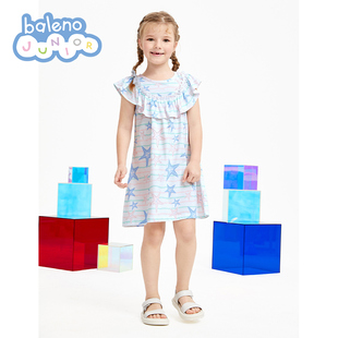 女童时尚 班尼路夏季 洋气休闲百搭舒适满印印花连身裙 秒杀