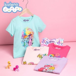 秒杀 小马宝莉联名时尚 班尼路童装 新款 百搭洋气圆领短袖 夏季