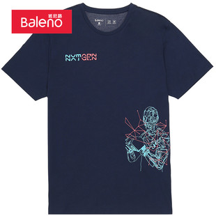 潮流街头印花体恤凉感圆领休闲港风T恤男短袖 班尼路夏季 秒杀