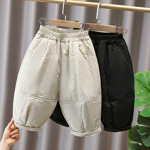 儿童拼色休闲裤 宝宝保暖长裤 男女童2025秋冬装 小童宽松加厚夹棉裤