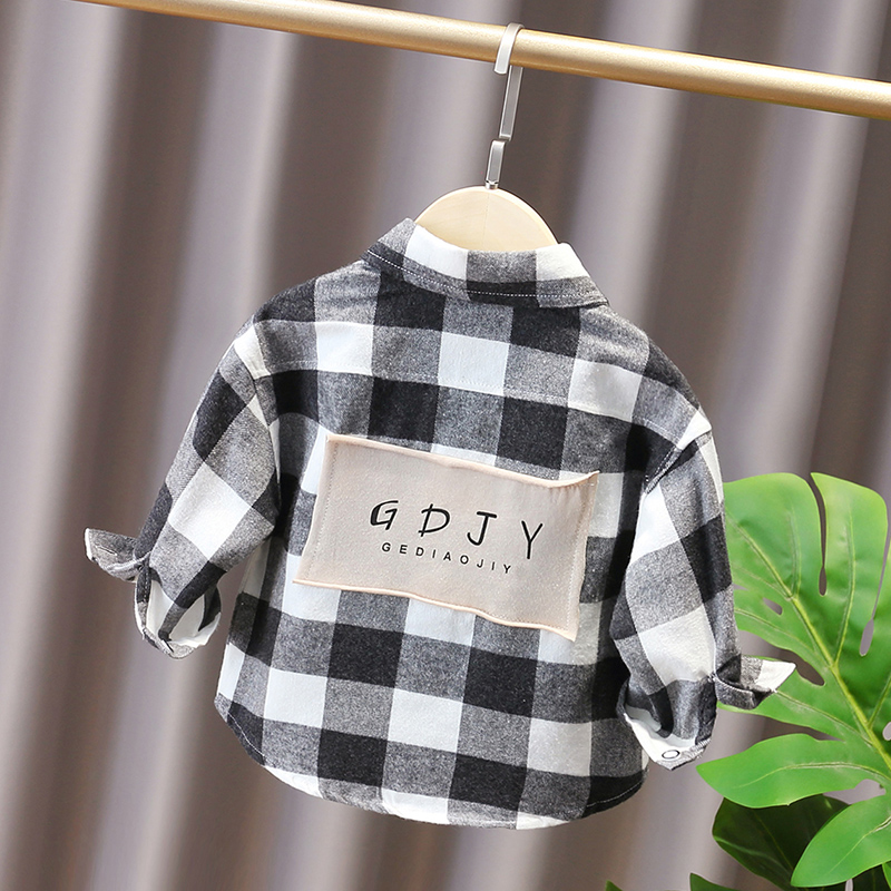 小童字母贴布长袖衬衫男女童