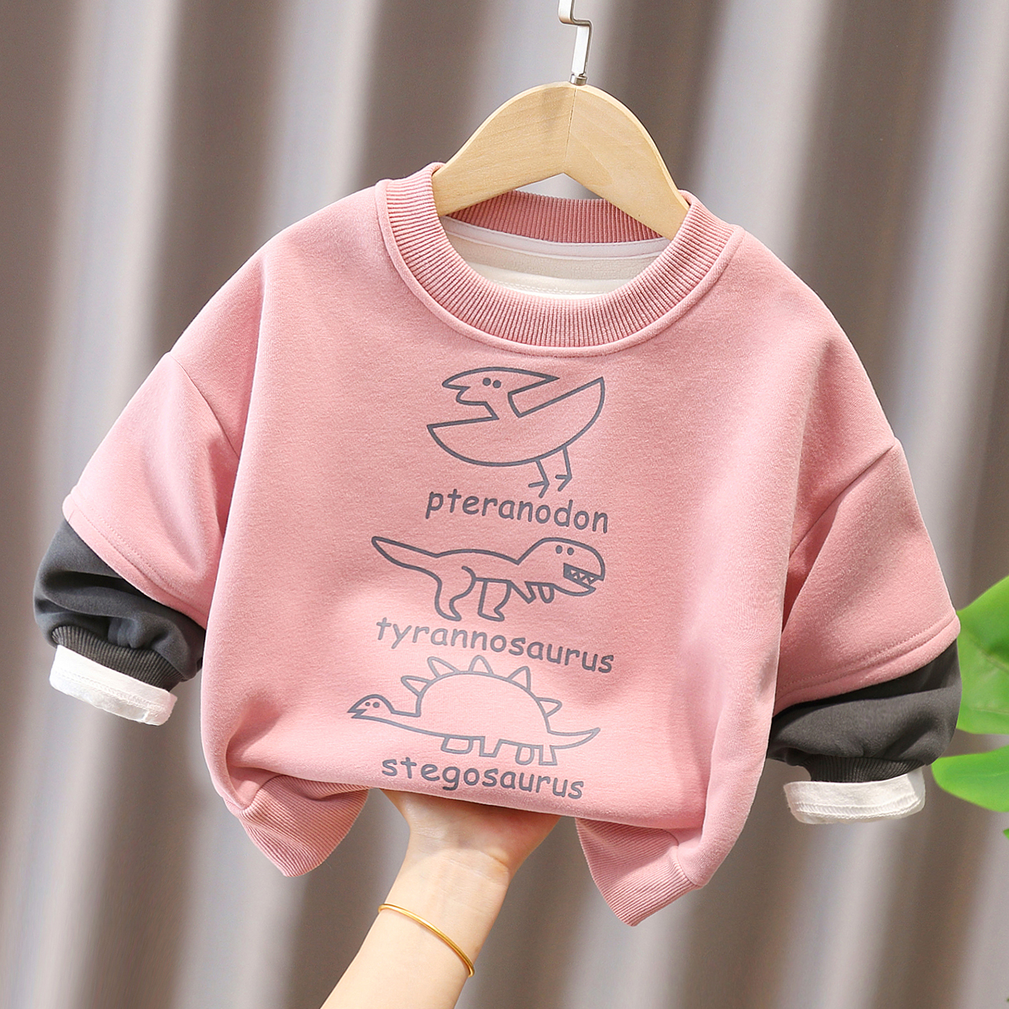 小童恐龙加绒卫衣男女童