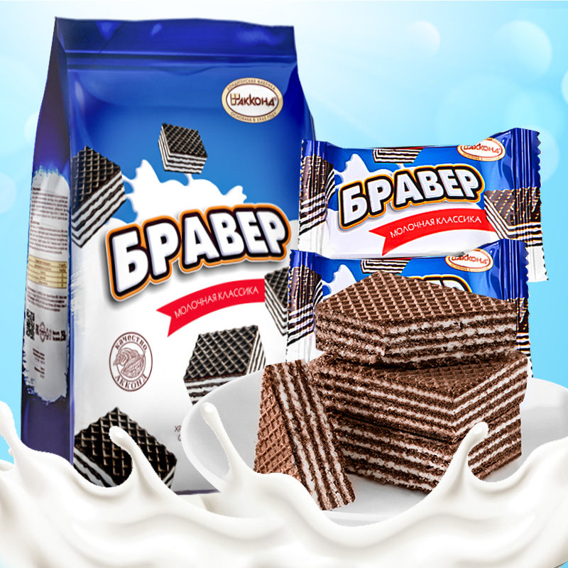 俄罗斯进口阿孔特威化饼干牛奶奥利奥冰淇淋味威化独立包装零食品