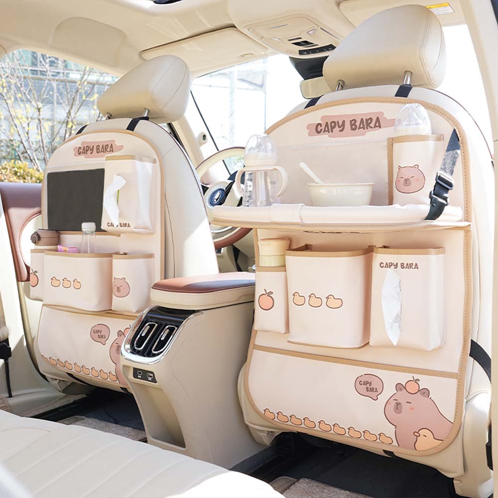 汽车座椅后背收纳挂袋车载防踢垫后排置物架车内用储物盒小餐桌板