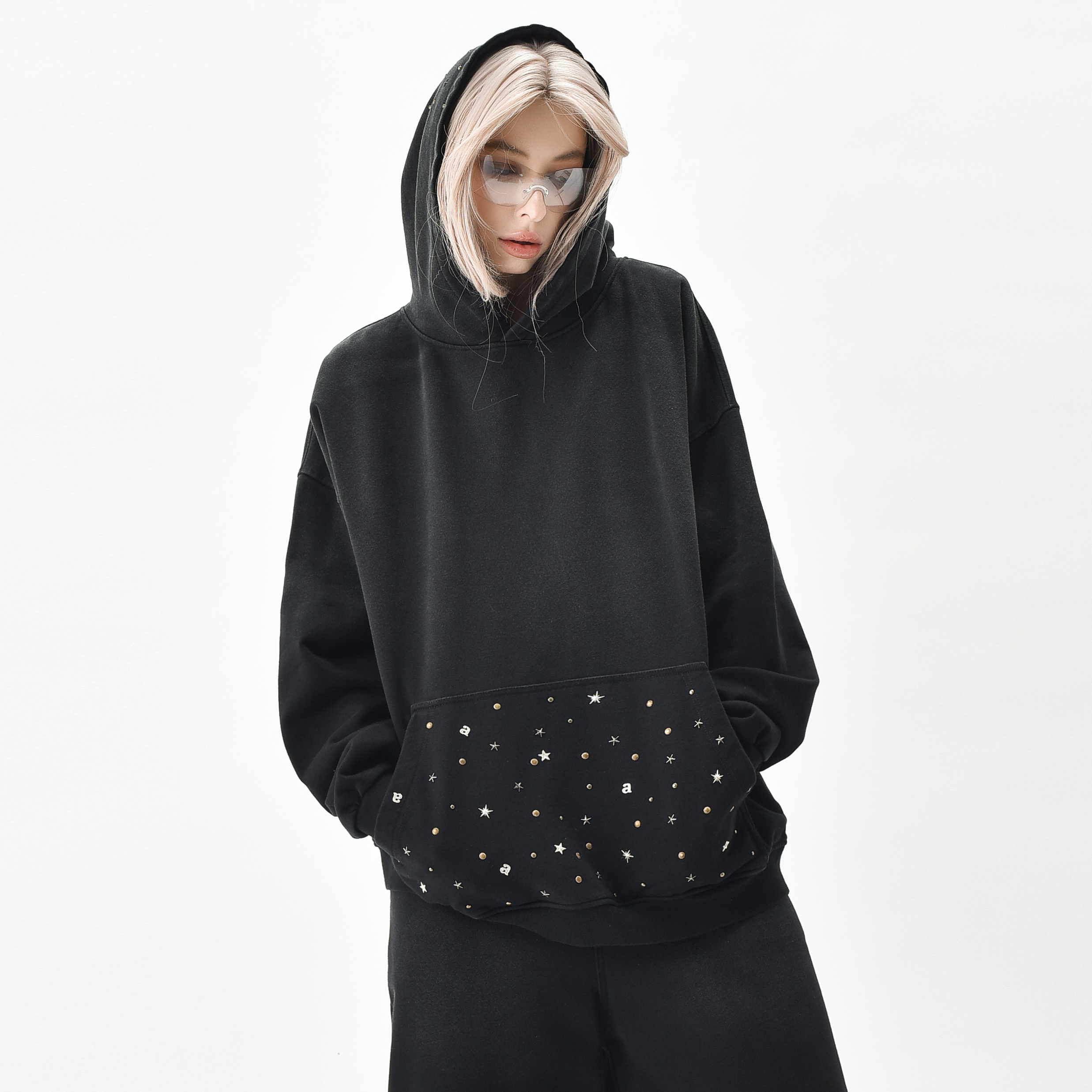 美式休闲BF风纯棉情侣连帽卫衣