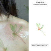 创意身体彩绘ins风防水持久贴纸 彩色纹身贴唯美个性 绿野蜻蜓 新款
