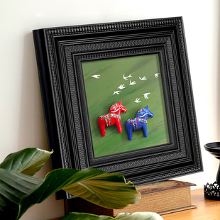 中古风摆件高级感小众玄关装饰画法式复古客厅挂画3d立体浮雕壁画