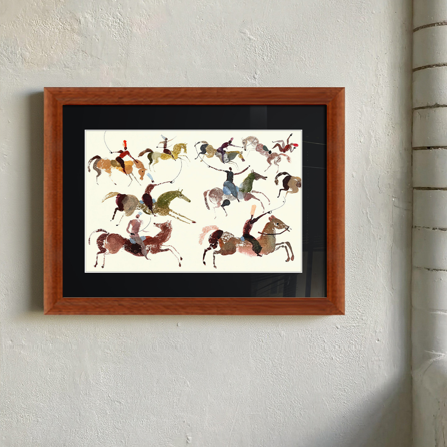 中古风装饰画万马奔腾小众客厅挂画多巴胺水彩骏马民宿咖啡厅壁画