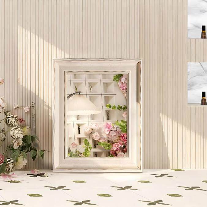 法式中古风软装墙面壁挂镜子美容院专用高级感玄关卧室梳妆台装饰