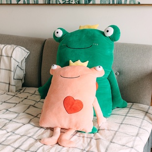 高档情侣青蛙长条抱枕公仔可爱玩偶床上抱着陪你睡觉娃娃女孩毛绒