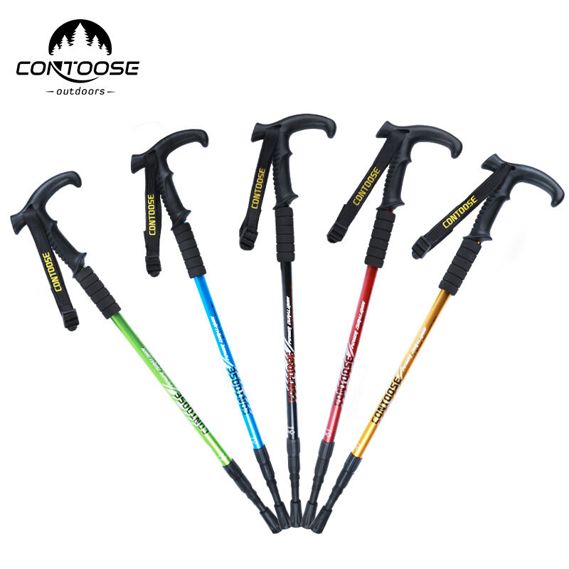 高档匡途超轻伸缩折叠登山杖徒步爬山拐杖棍行山手杖女户外装备无