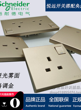 施耐德格调金哑光13A英标 奂然+悦远格调金雾面家用插苏灯掣香港