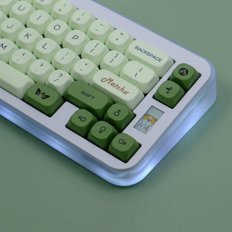 抹茶主题绿色MOA\KOA高度十字轴通用143键机械键盘客制化键帽PBT