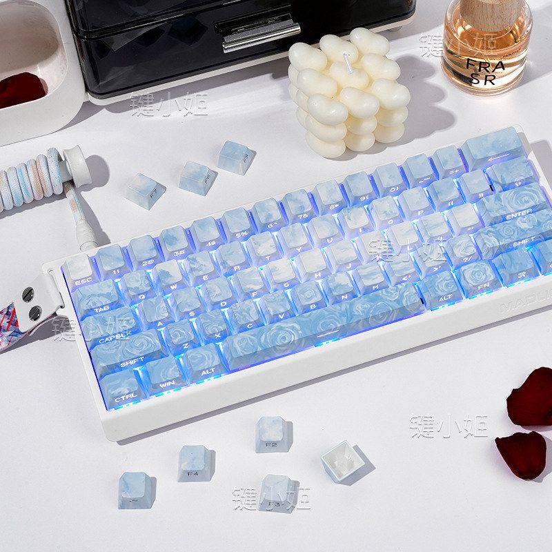 玫瑰海岸键帽盒装侧刻透光原厂