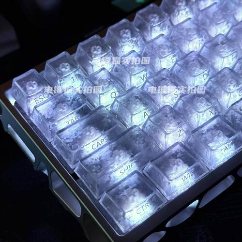 冰碳纹碳纤维键帽纹理雾透锻碳透光120颗小全套适配所有键盘使用