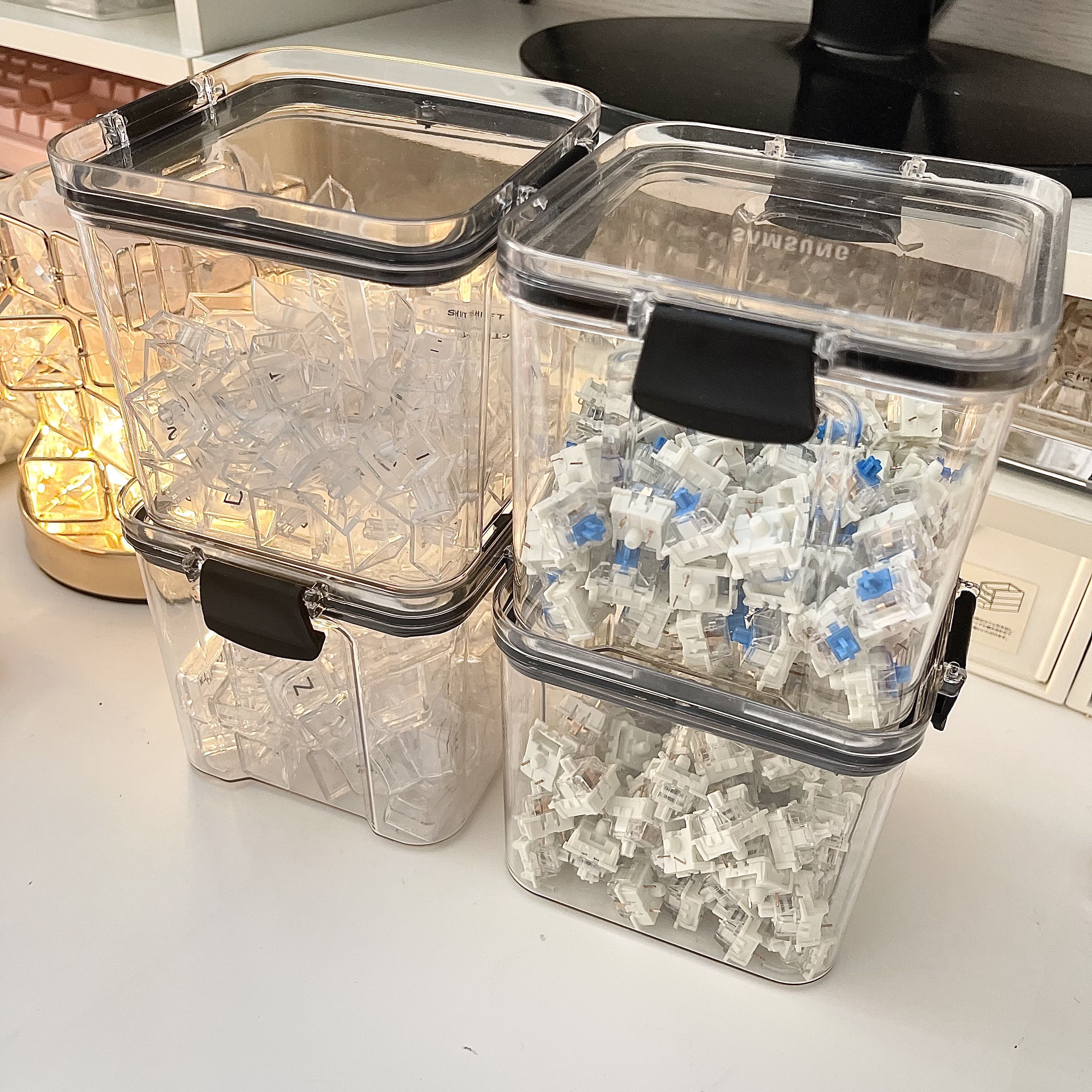 机械键盘轴体收纳罐键帽密封罐展示罐收纳盒储物罐透明防尘防水