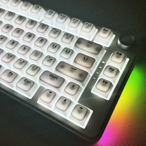 现货极简白键帽正刻字符PC半透明
