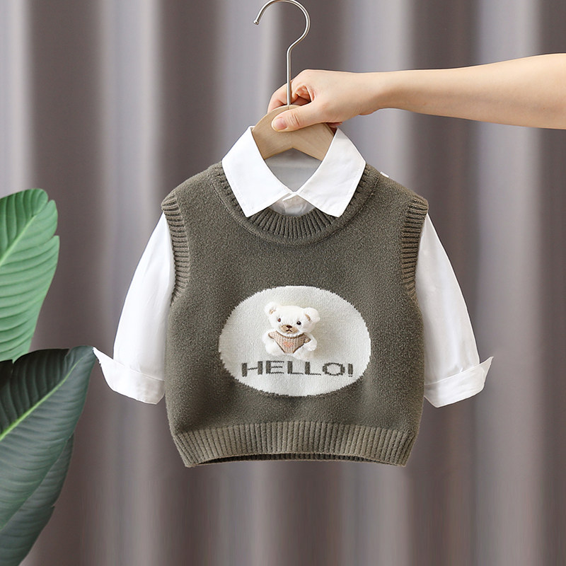 男童卡通针织背心毛衣马甲秋装春秋款儿童装宝宝小童纯棉冬季加绒,童装/婴儿装/亲子装,马甲,淘宝优惠券,粉丝福利购,淘宝优惠卷