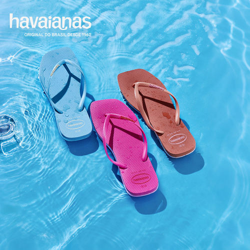 Havaianas哈唯纳方瘦子新款方头夹脚人字拖女士外穿拖鞋时尚凉拖