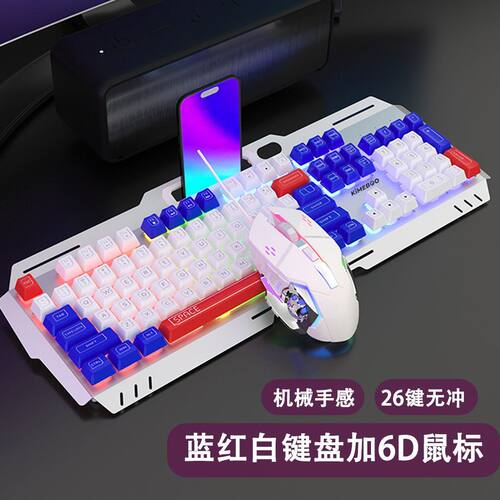 KIMEBOO前豹 三拼色有线usb键盘鼠标套装游戏办公笔记本台式通用