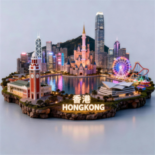 香港冰箱贴文创地标建筑夜景金属磁贴城市风景旅游纪念品伴手礼