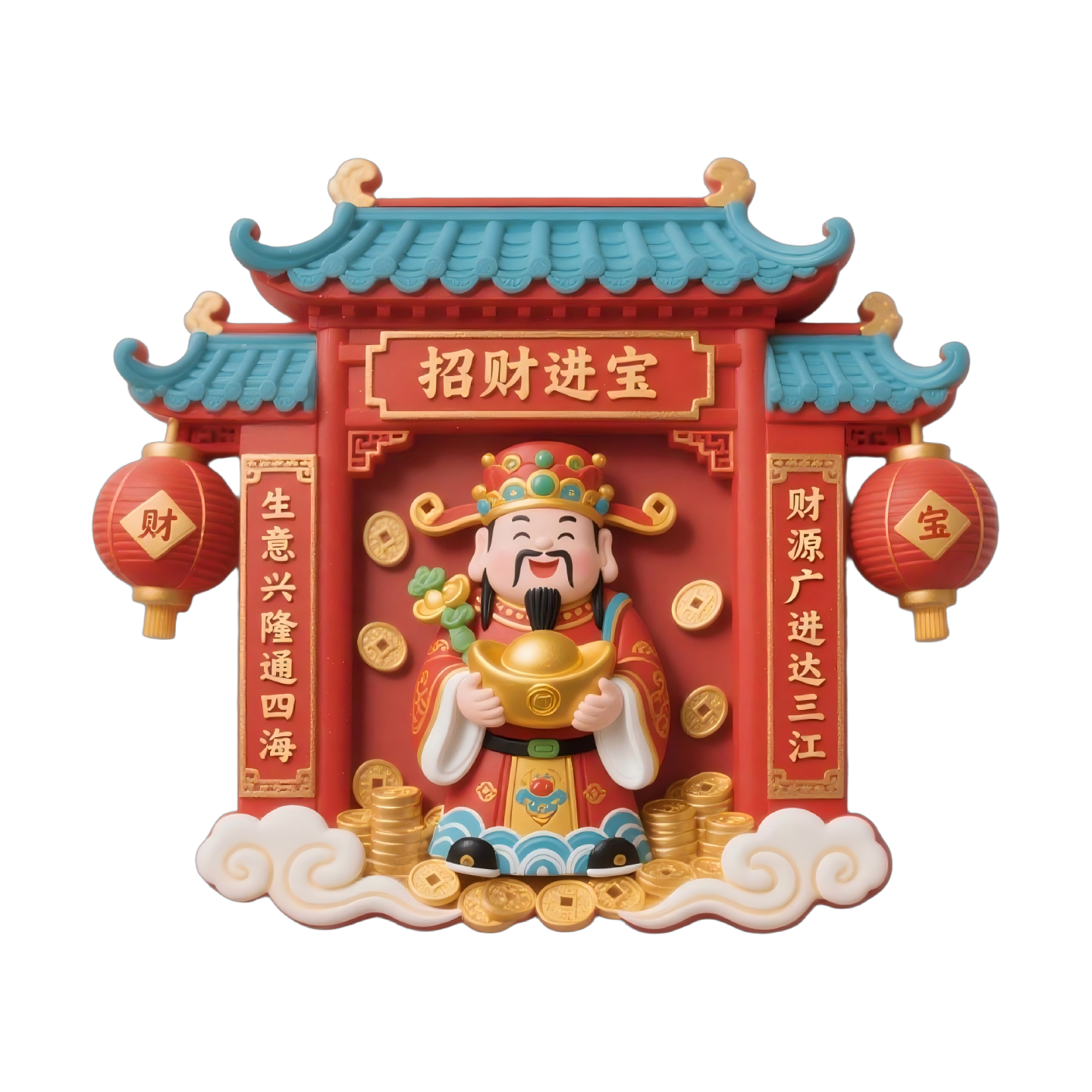 财神爷招财进宝金属磁贴冰箱贴