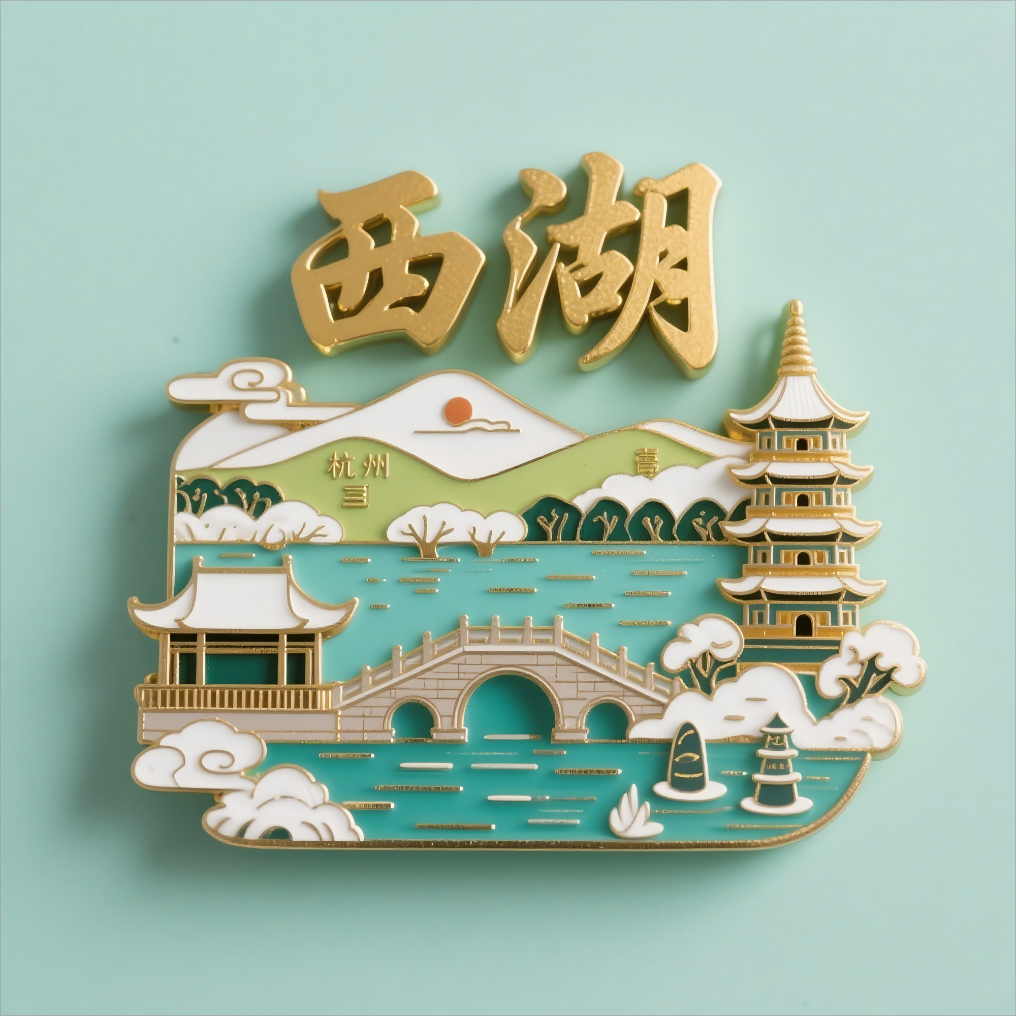 杭州西湖文创冰箱贴特色纪念品