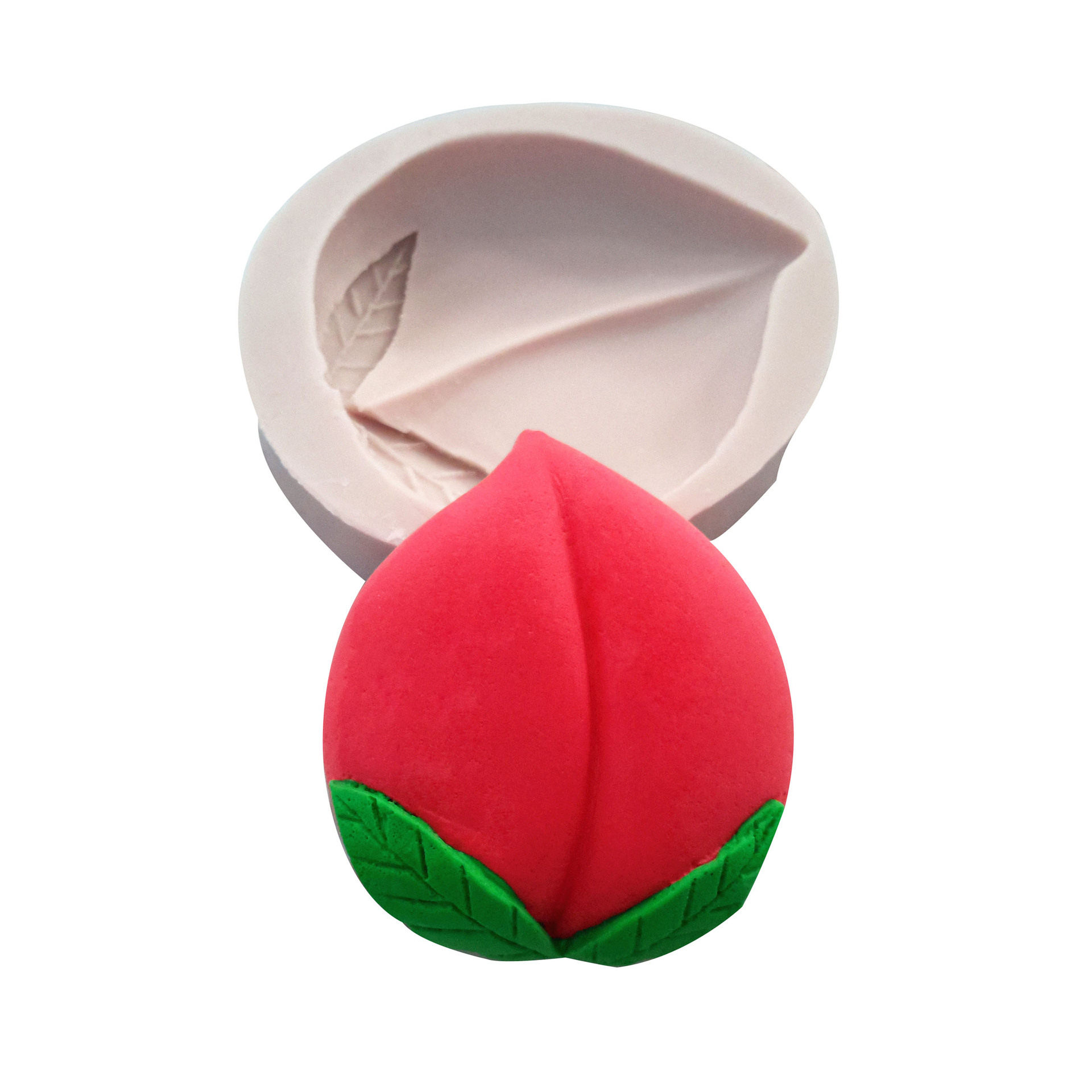 寿桃巧克力模具带叶子 手工DIY烘焙翻糖干佩斯蛋糕装饰软陶黏土模