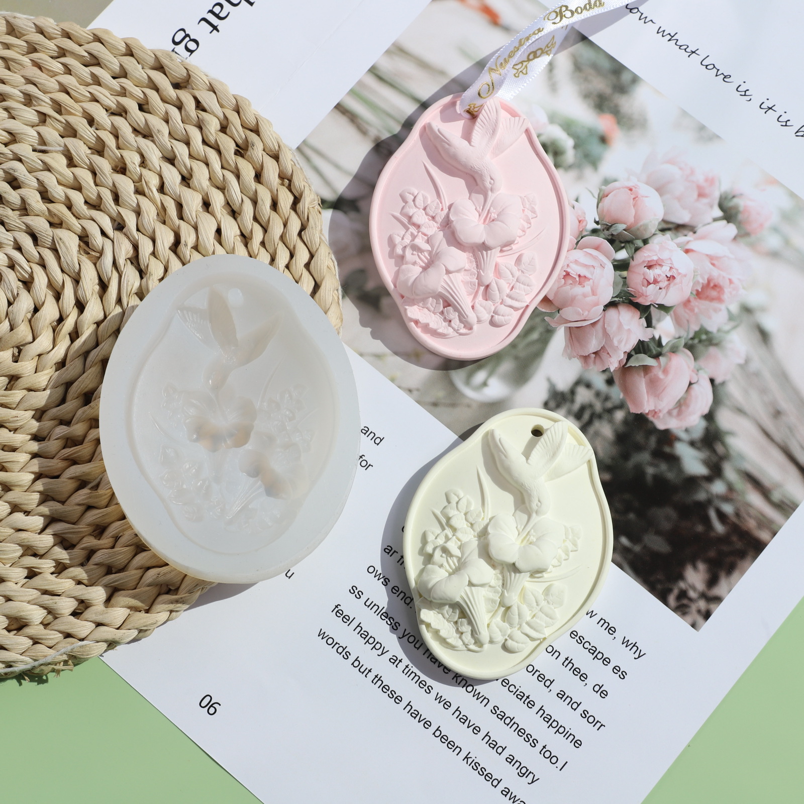 古风飞鸟鲜花菊花模具