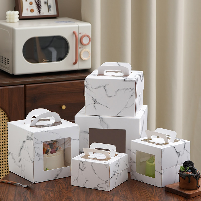 网红3寸4寸6寸8寸手提慕斯蛋糕盒ins韩版开窗生日蛋糕包装盒子