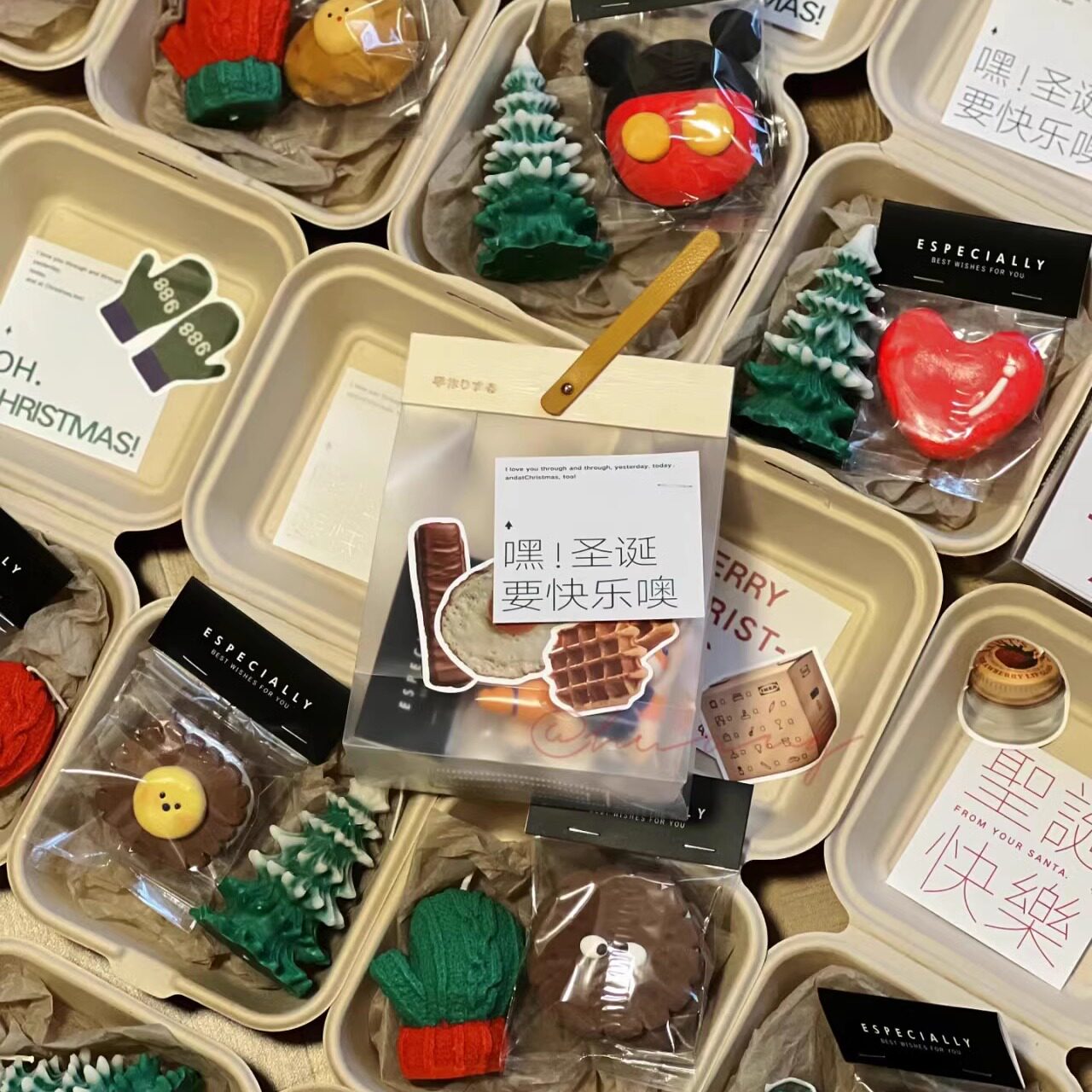 圣诞礼品盒环保可降解盒子提拉米苏打包盒蛋糕便当野餐盒汉堡包装