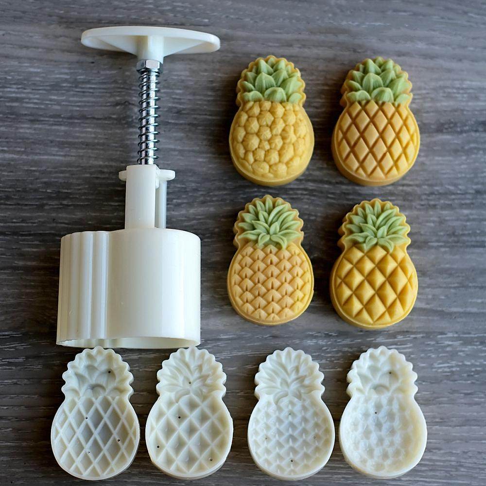 三木新品水果【菠萝】月饼模具25克50g手压式凤梨酥模绿豆糕模具