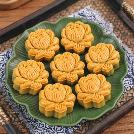 月饼模具莲花三木塑料手压