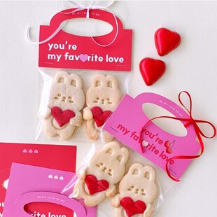 50枚价 新款爱心情人节粉色爱心包装袋卡头 手拎提手纸卡包装卡头