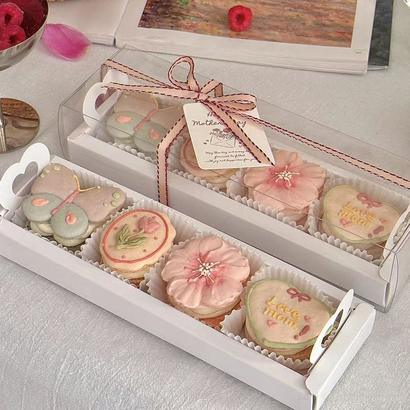法式甜品包装盒透明长条蛋糕盒情人节曲奇马卡龙盒女神母亲节