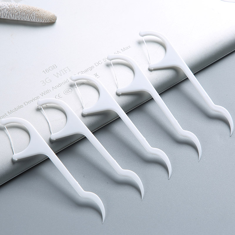 牙线家庭装护理牙线棒弯钩款圆线牙线棒袋装100支超细滑扁牙线签