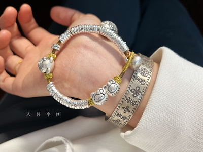不闲原创手作 足银999盘缠手链男女藏系银手工编织招财纳福钱串子