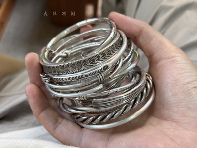 不闲原创手作 小孤品也是小精品合集 复古做旧银手镯足银清迈银