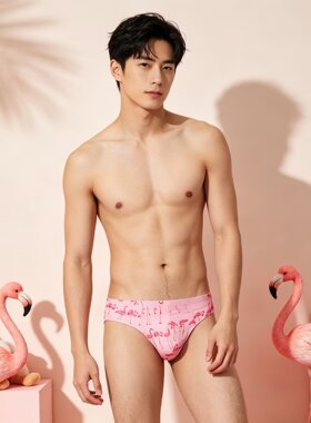 粉色火烈鸟男士性感内裤