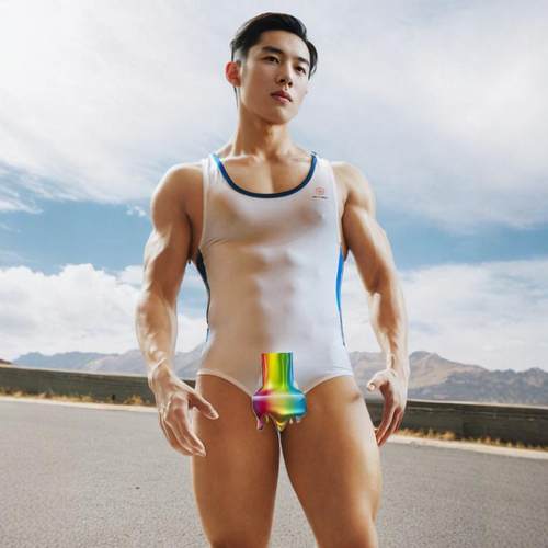 青年性感男士塑身运动健身摔跤服