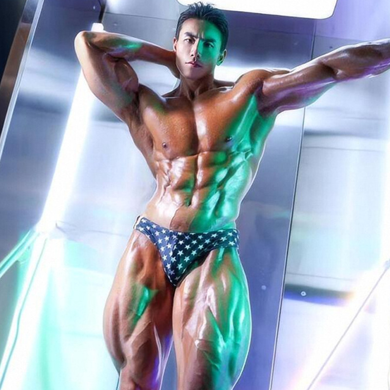 男士性感三角泳裤低腰透气沙滩三角裤时尚条纹青年男生运动游泳裤